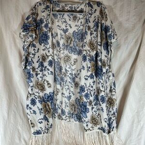 Floral Kimono with Fringe‎